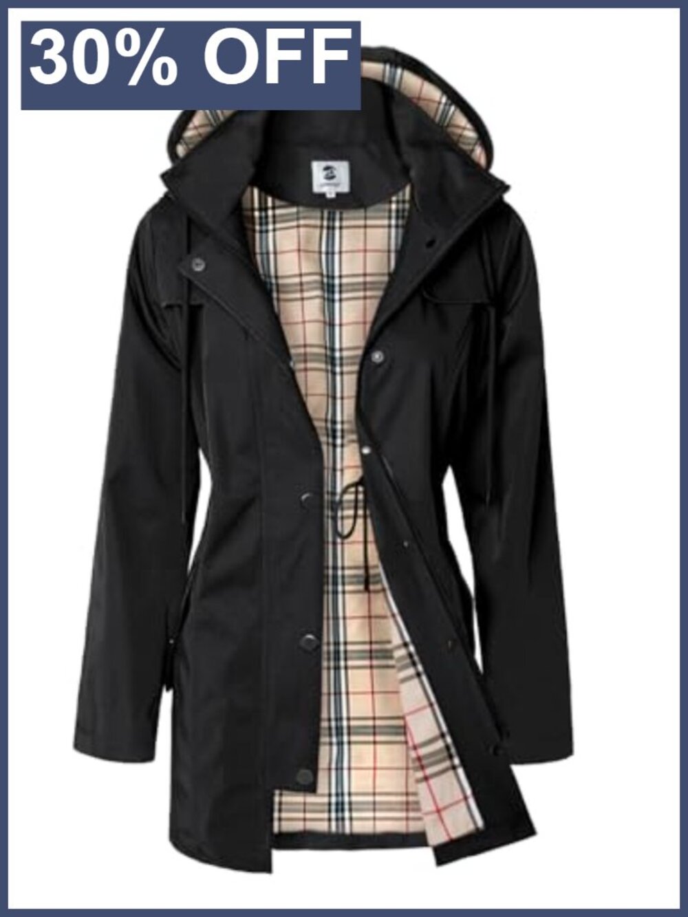 SaphiRose Women's Long Hooded Rain Jacket Water-Resistant Raincoat Windbreaker